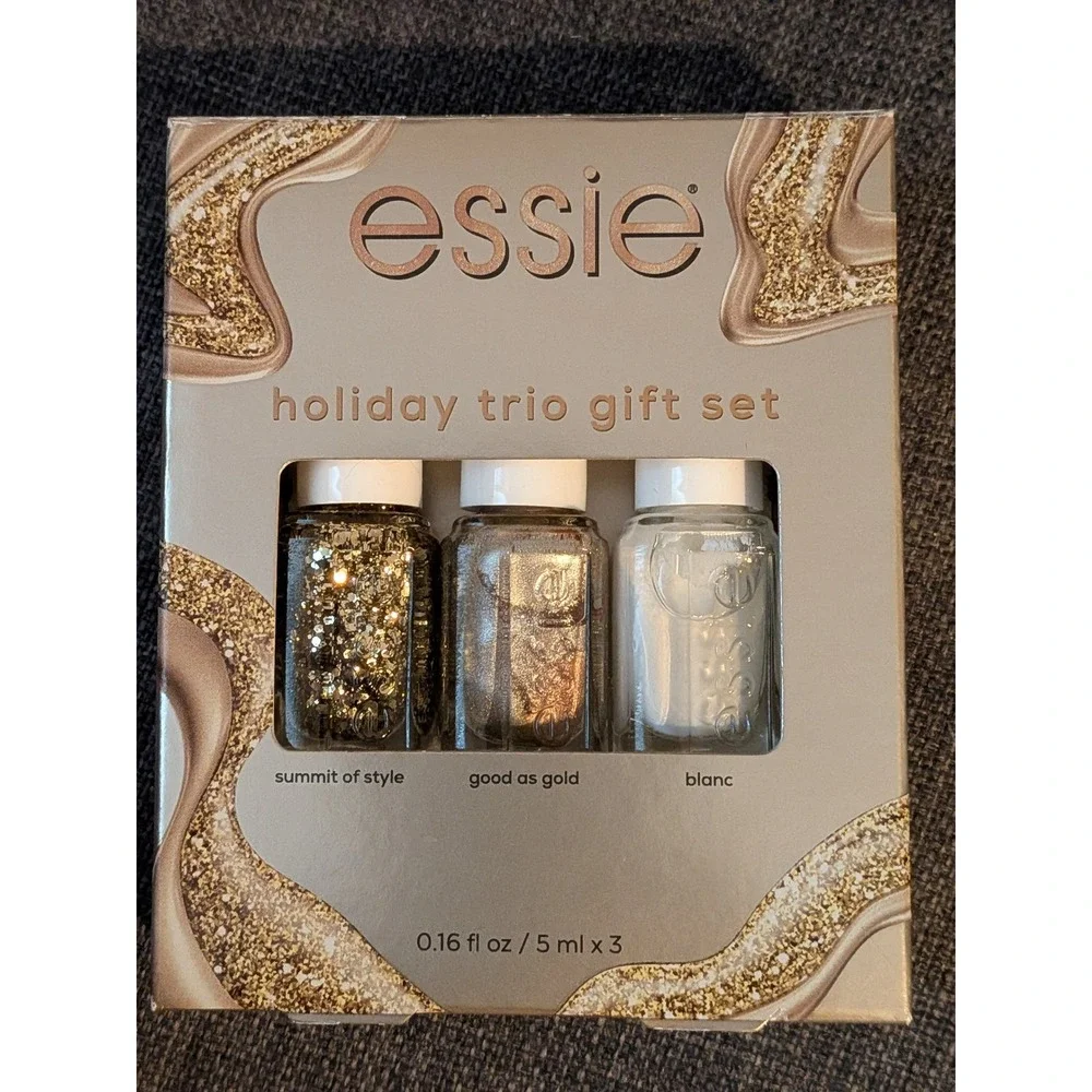 Essie Holiday Trio Gift Set Nail Polish hiSummit of Style Good as Gold‎ Blanc